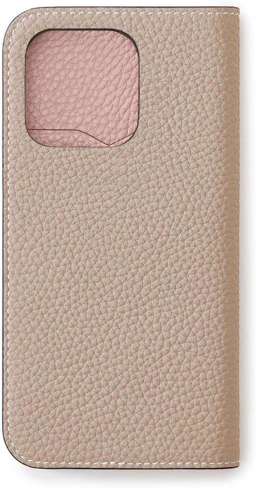 ボナベンチュラ　ダイアリーケース シュリンクレザー(グレージュ✖️コーラル) ボナベンチュラ ダイアリーケース シュリンクレザー(グレージュ