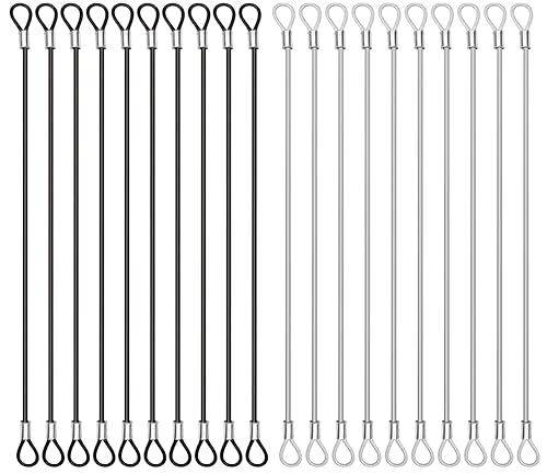 Miniatura 15 de Paquete de 20 correas de acero inoxidable de 10 pulgadas (9.8 in) con 4 clips de gancho de resorte, cable de alambre de acero con bucles, cubierta