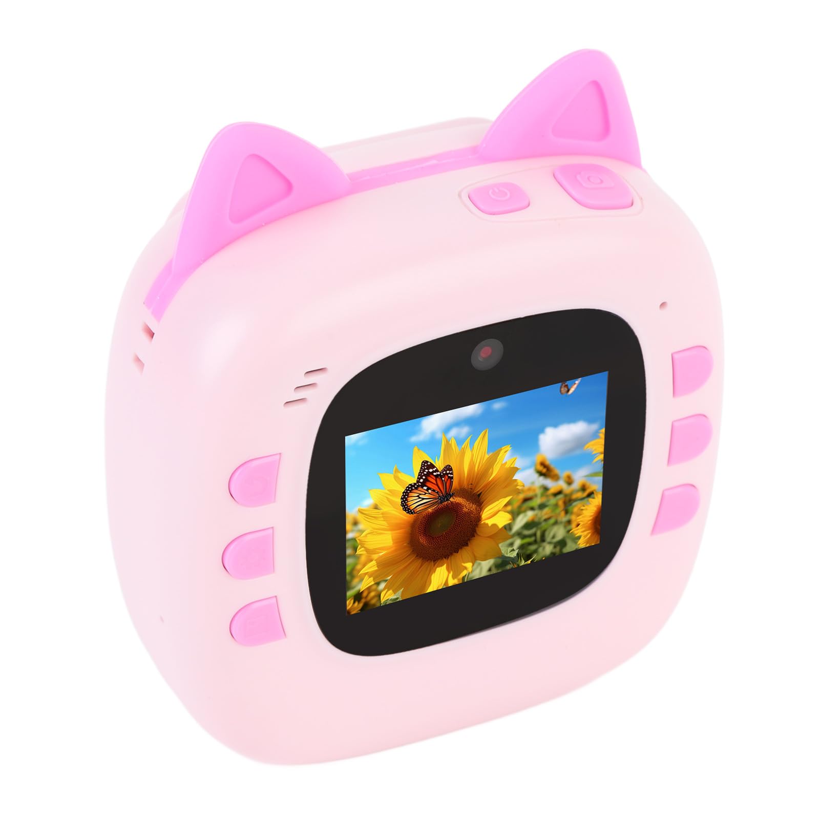 Tbest Cámara de Impresión Instantánea HD Lente Dual Zoom 4X Pantalla de 2 Pulgadas Viaje Compacto con 3 Rollos de Papel Niños Niñas (Pink)