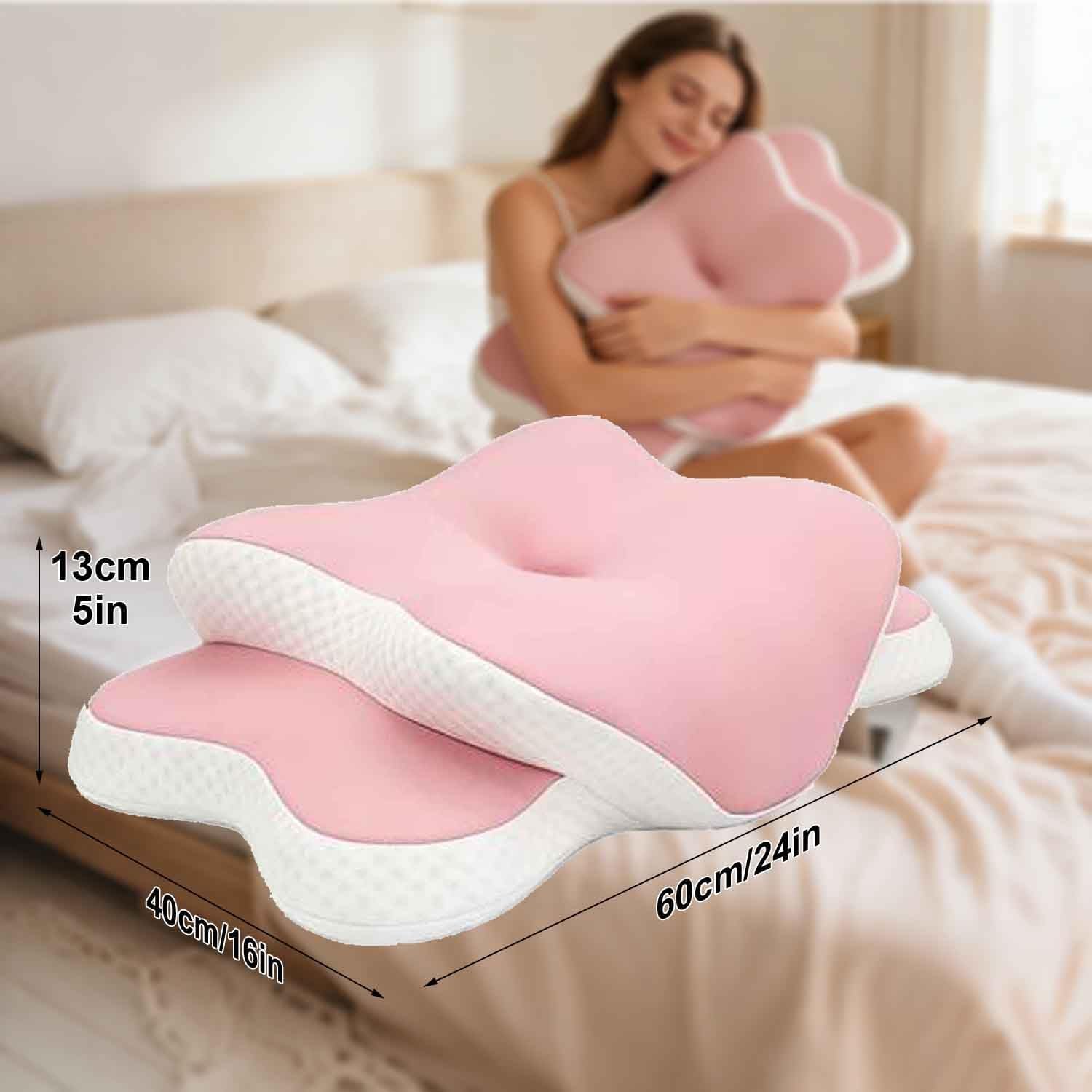 Cervical Pillow Cervical Neck Pillow For Sleeping，Neck Support Ergonomic Side Sleeper，With Breathable Pillowcase， Sleep Apnea Relief Pillow(Gray)