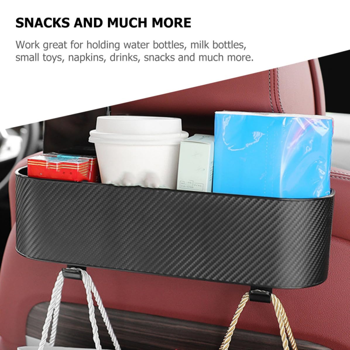 Toddmomy 2 Pezzi Organizer per Sedile Auto in Plastica Nero Spazio Extra per Bevande e Snack, Facile da Raggiungere, Scatola Portaoggetti Versatile per Viaggio e Uso Quotidiano