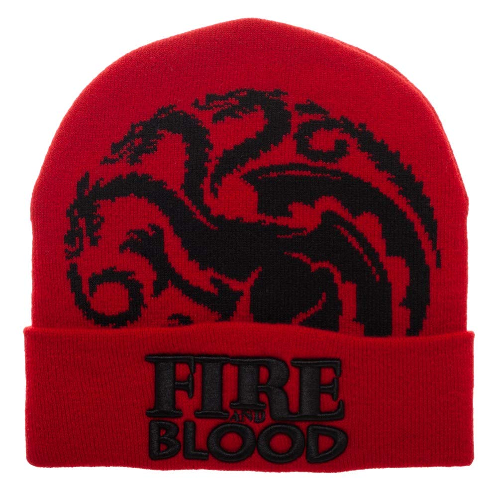 Game of Thrones House Targaryen Fire and Blood Red Winter Hat Mens Beanie
