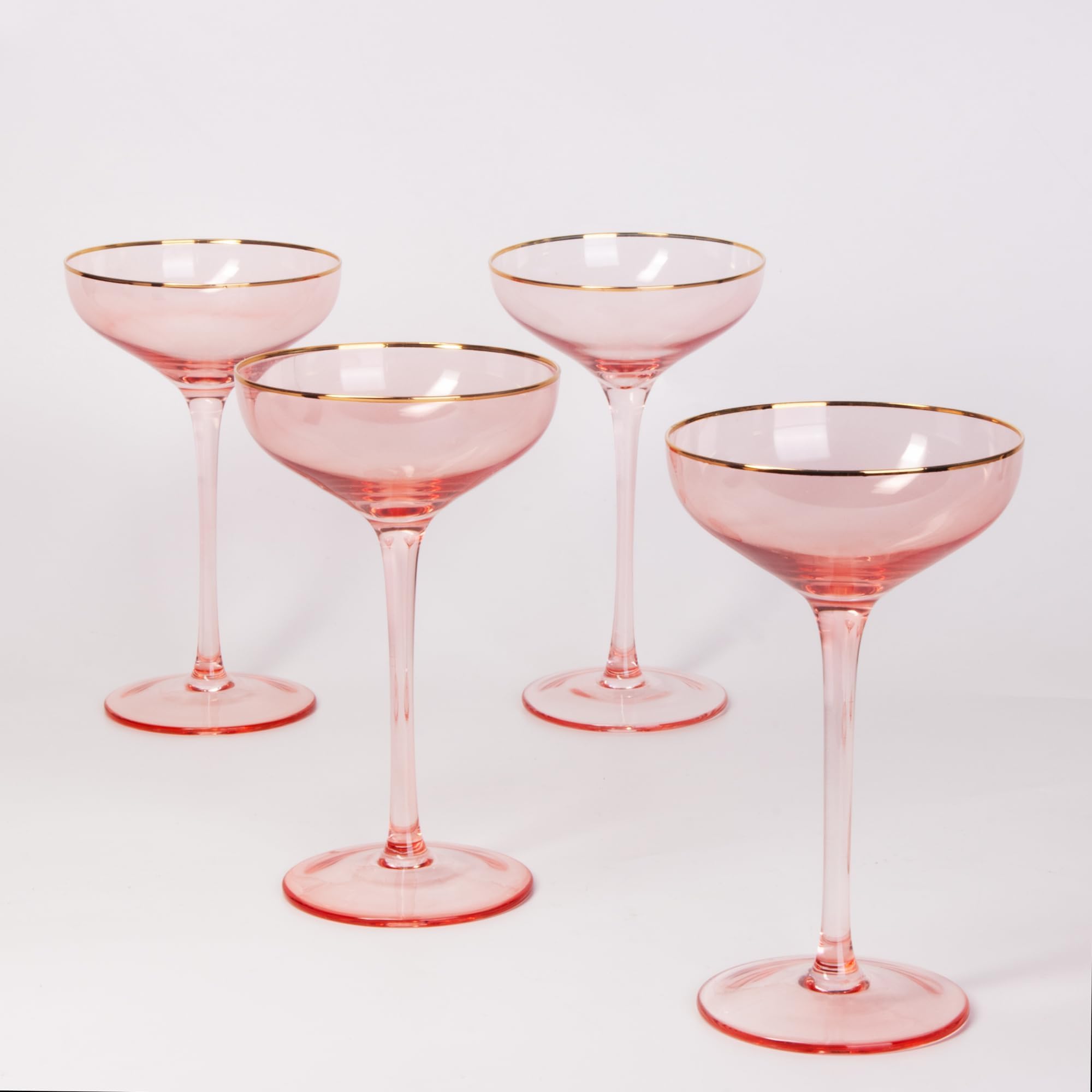 Days Blush Coupe Glasses w/Rose Gold Rims 8oz