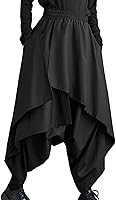 ELLAZHU Women's Drop Crotch Harem Pants Baggy Elastic Waist Irregular Hem Trousers for Casual Cosplay Gothic