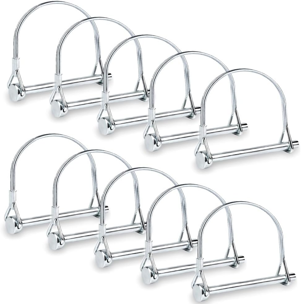 10 PCS Safety Coupler Pin Pto Pin Shaft Locking Pin 1/4 pin Hitch pin Round Wire Lock Pin 1/4" x 2-3/4" for PTO,Farm,Lawn,Hitches,and Garden
