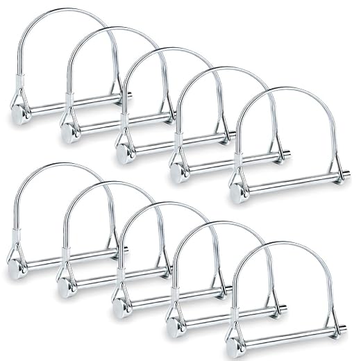 10 PCS Safety Coupler Pin Pto Pin Shaft Locking Pin 1/4 pin Hitch pin Round Wire Lock Pin 1/4" x 2-3/4" for PTO,Farm,Lawn,Hitches,and Garden