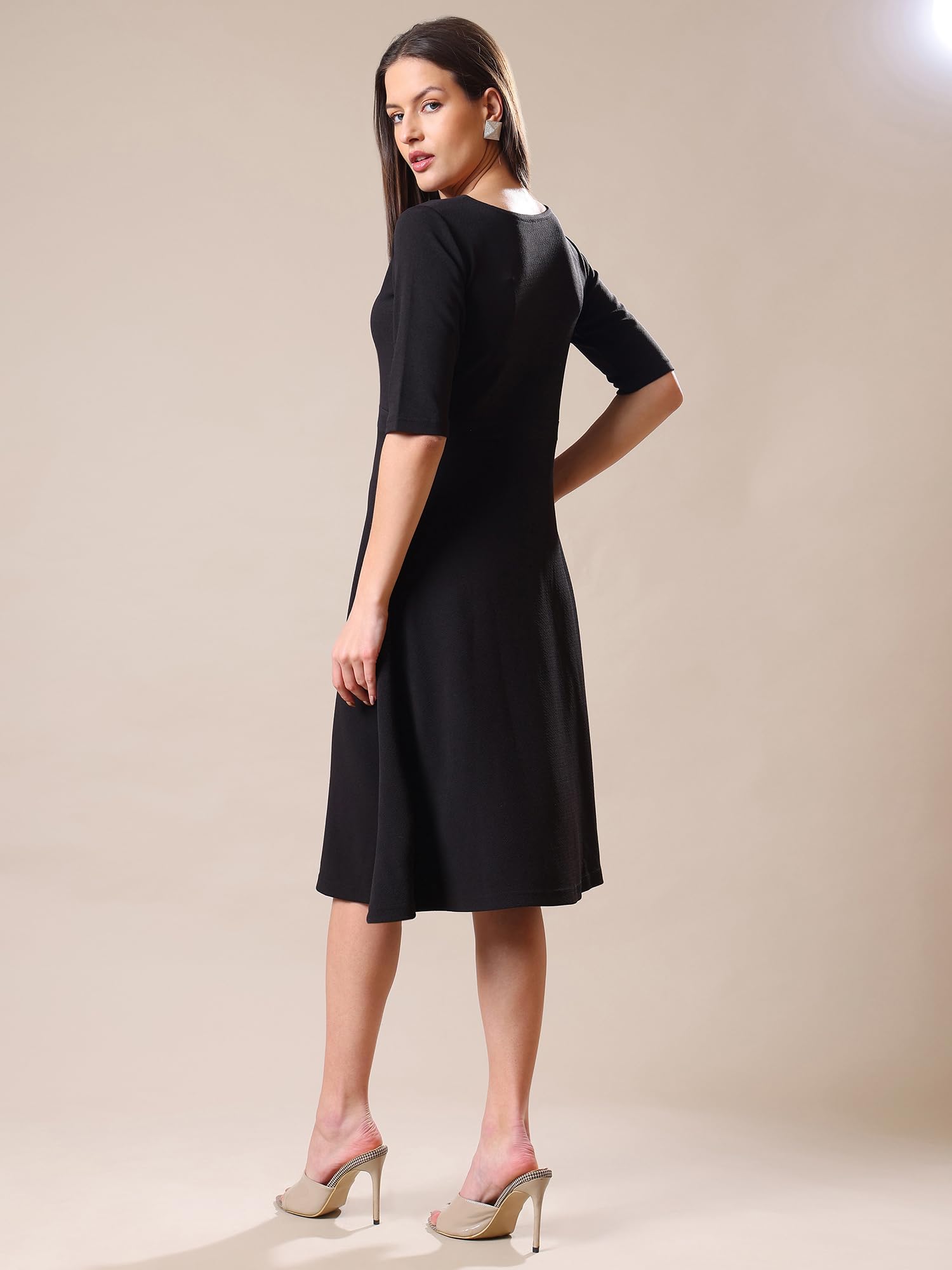 Purvaja Womens Fit & Flare Mini Dress (Bely-033_Black_X-Large)