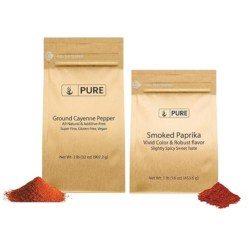 Pure Original Ingredients Paquete de pimienta de cayena molida y pimentón ahumado, varios tamaños, especias, sabroso