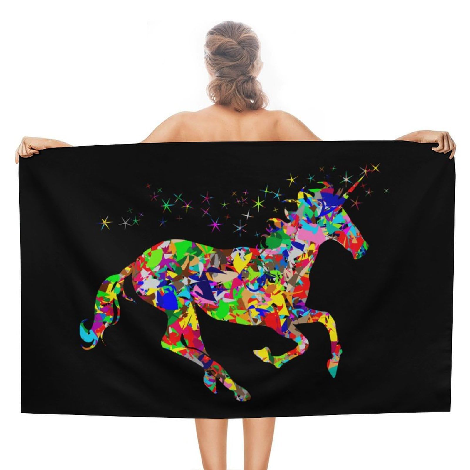CGSBNGHA Colorful Un-icorns Rainbow Beach Towels Soft Bathroom Bath Pool Swim Towels for Women Men