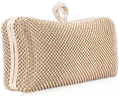 Image of Dexmay Rhinestone Clutch Purse with Crystal Clasp Evening Handbag for Bridal Wedding Party
