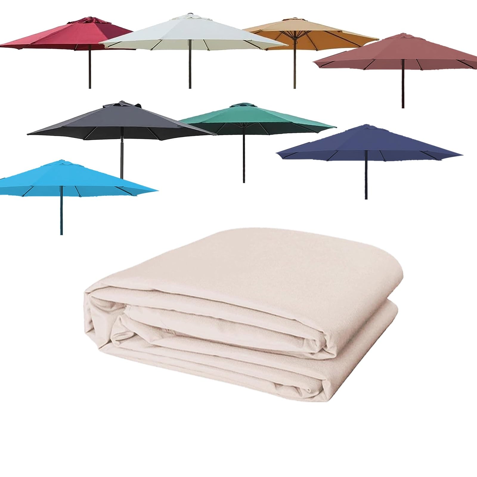 Replacement Parasol Canopy 200/270/300cm 6 Arms/8 Arms Replacement Parasol Fabric Cover, Block Polyester Fabric,Waterproof Parasol Umbrella Replacement Cover(Color:Beige,Size:3.0m/9.8ft-6Ribs)