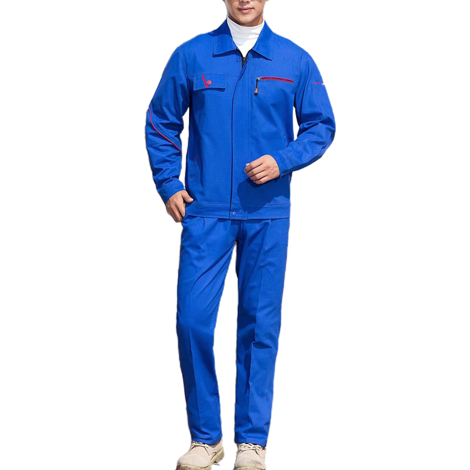 Combinaison Zippée Avant Pour Hommes Femmes, Salopette De Travail En Coton À Manches Longues, Veste Et Pantalon