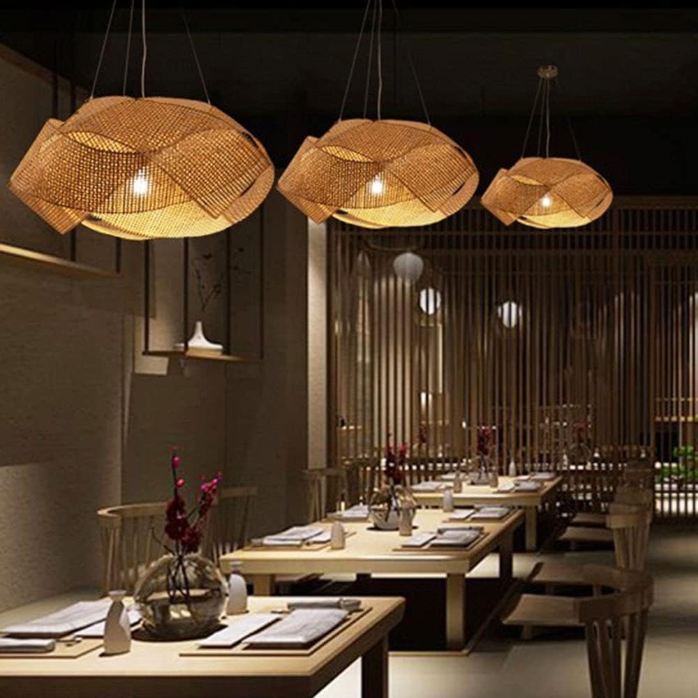 Paralumi in Vimini dai Colori Naturali, lampade a Sospensione Cave, lampadari Geometrici Fai da Te in Vimini Intrecciato, Gabbia in Rattan per la casa, soffitto sospeso