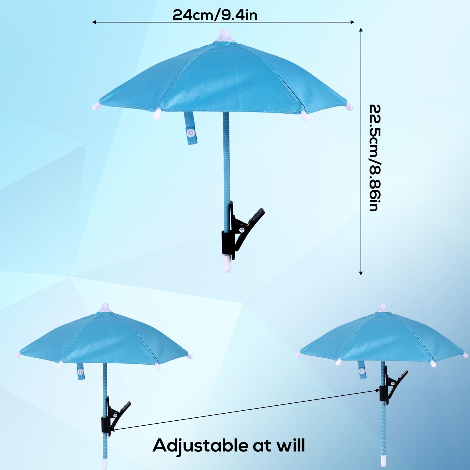 BOXOB Pince Parapluie de Téléphone, Pare-Soleil pour Téléphone Portable Réglable Mini-Couverture Pare-Soleil pour Protéger L'Écran de Votre Mobile Portable du Soleil Pluie (Bleu)