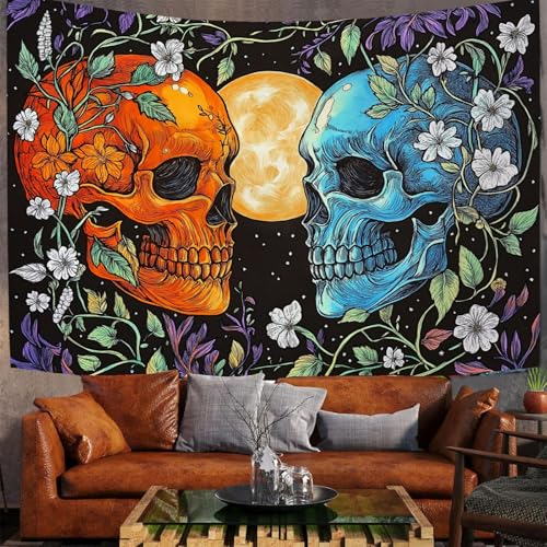 Tapiz de calavera lunar para salones modernos: transforma tu dormitorio en un cielo estrellado