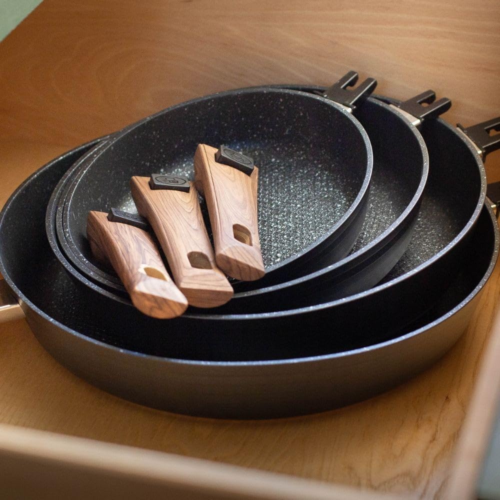 Durandal - Coffret 4 poêles antiadhésives Légende à manches amovibles 20,24,28,32cm -Batterie de cuisine compatible four,induction