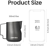 Vista 3 de MHW-3BOMBER Jarra de Espuma de Leche de 12oz/350ml Jarra de Leche Espumante Taza de Espresso Jarra de Vapor de Leche Jarra de Leche Espumante