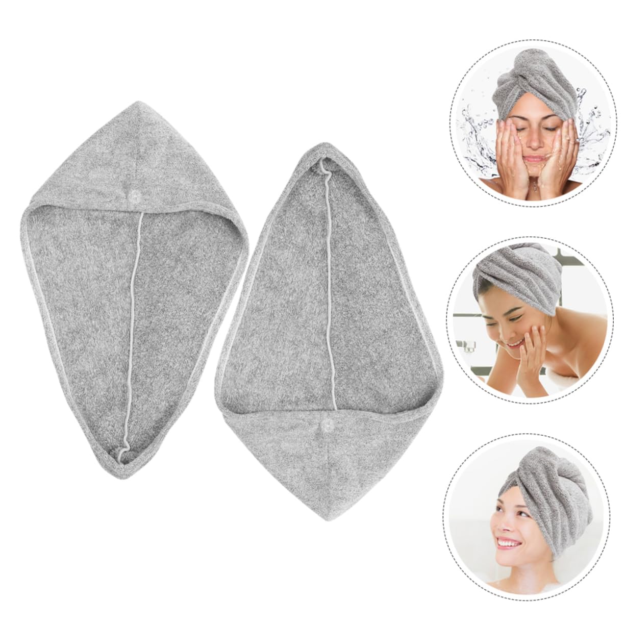 MAGICLULU 4 Sätze Trockene Haarkappe Handtuch Zum Trocknen Der Haare Trockenes Haarkappentuch Handtuchwickel Zum Trocknen Der Haare Duschhaube Groß Haarturban Grey Korallenvlies 2 Stück * 4