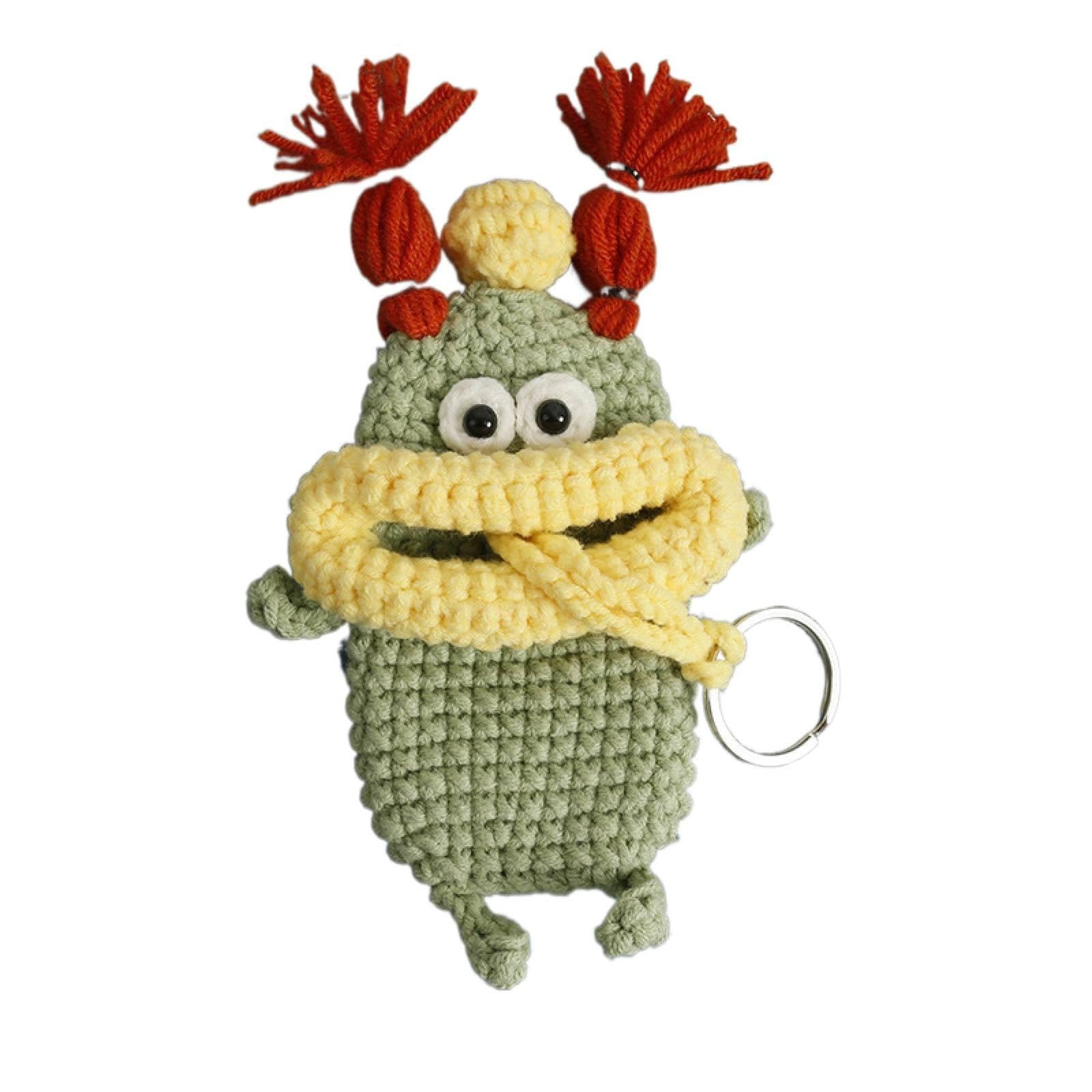 Uthdlm Unisex Avocado Sausage Mouth Handmade Crochet Sausage Mouth Keychain, Ugly-Cute Pendant Accessory, Car Key Keychain, Key Cover, Novelty Small Accessory, Suitable For Shoulder Bag/Wallet/Backpack/Handbag, 7 * 10 Cm