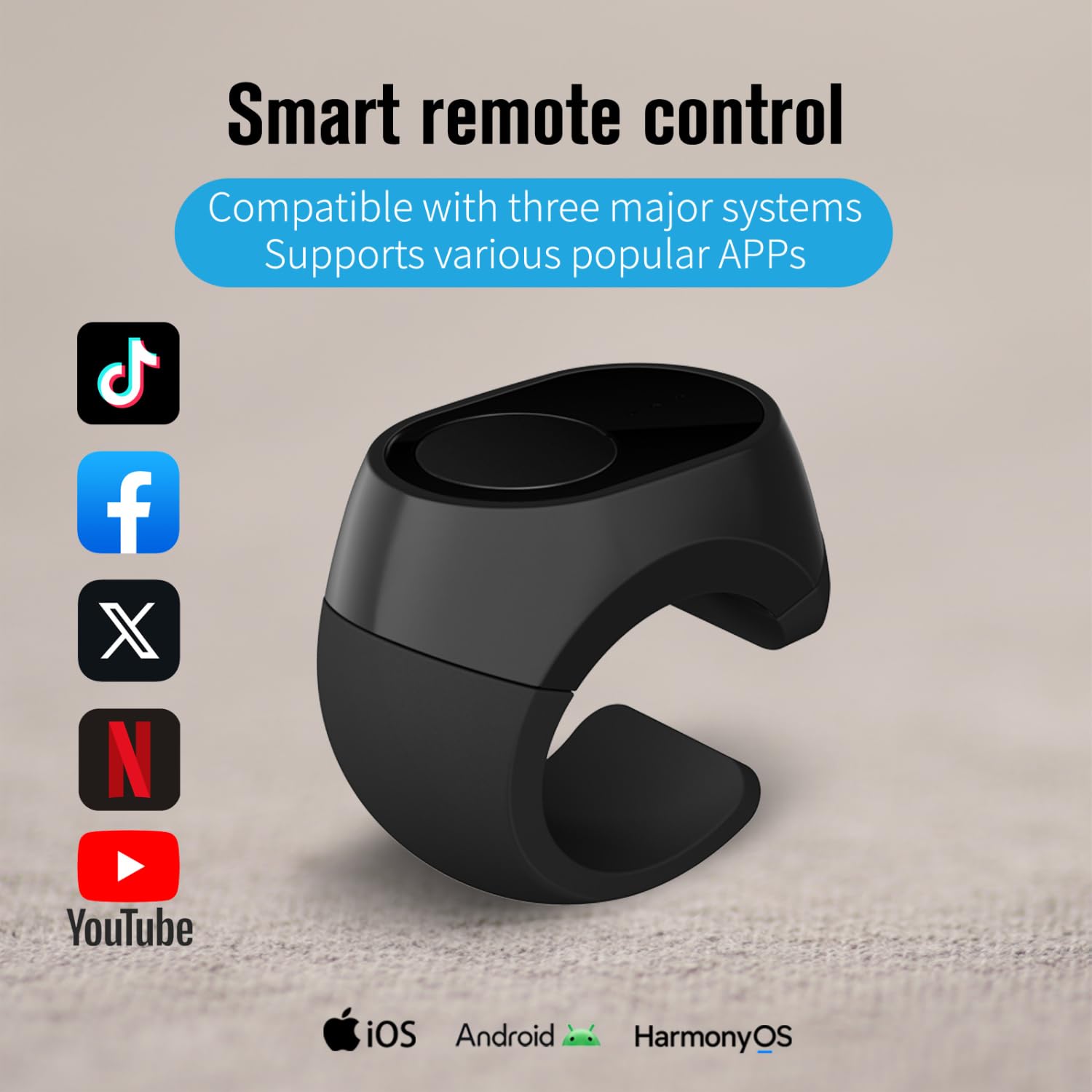 Fingerspitzen Seitenwender， Bluetooth Fernbedienung Scrolling Ring，Wiederaufladbare Wireless Kamera Fernauslöser Selfie Taste Controller für TikTok, Videowiedergabe, Musiksteuerung
