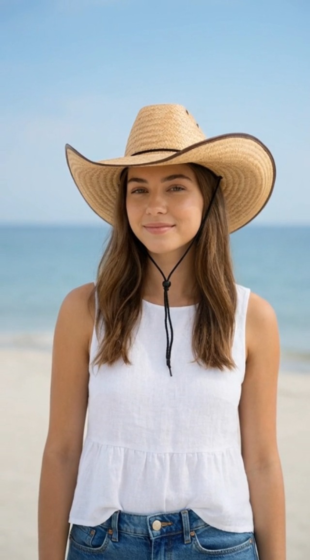 e4Hats.com Oversized Western 7 Inch Brim Hat - Brown OSFM at