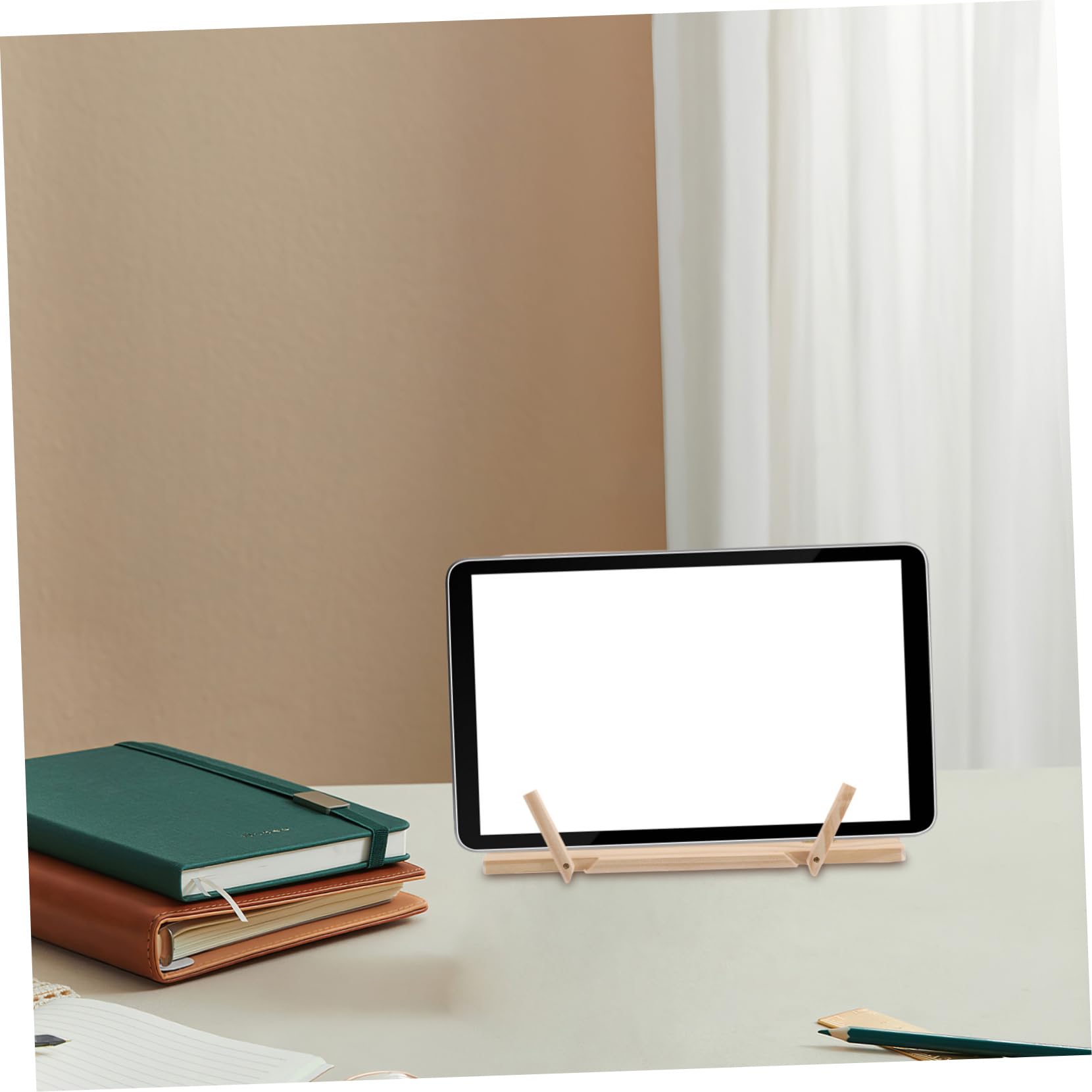 Supporto per Laptop in Legno Beige Regolabile Multiangolo | Dissipazione del Calore, Struttura Pieghevole da Tavolo, Adatto a Libri e Tablet