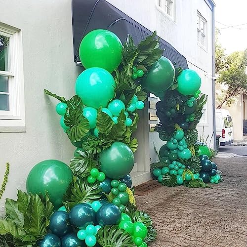 Image of 412pcs Dark Green Balloons 18 12 10 5 Inch Dark Green Balloon Garland Arch Kit Different Sizes Matte Latex Balloons for Baby Shower Green Theme Birthday Summer Jungle Forest Party Decoration