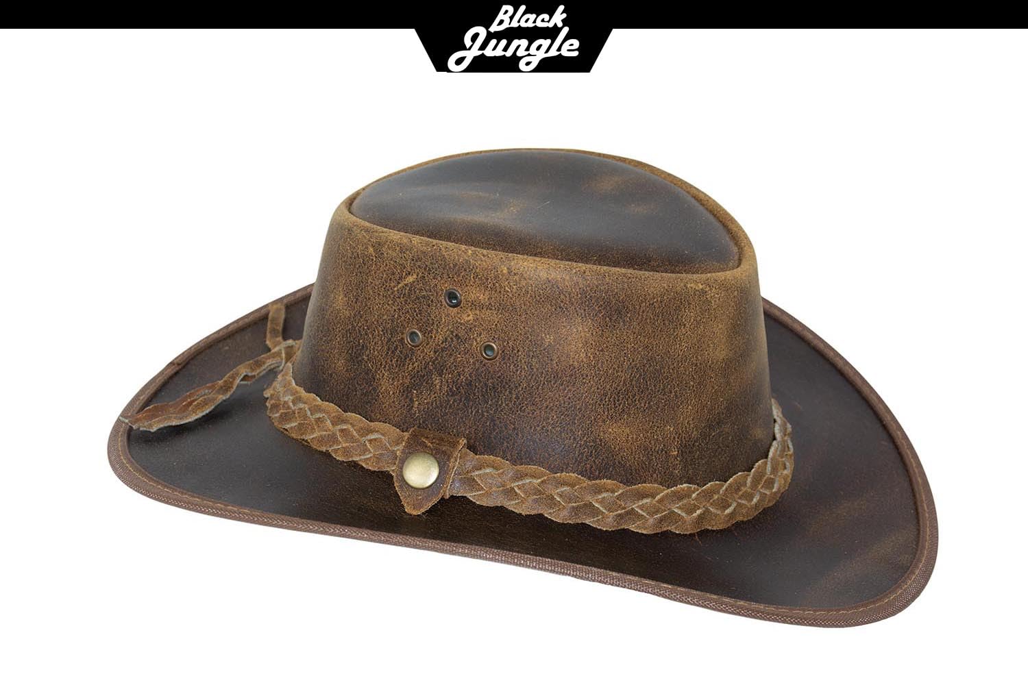 Black Jungle Bulat Sombrero de Piel, Sombrero del Oeste de Australia, Sombrero de Vaquero Bronceado