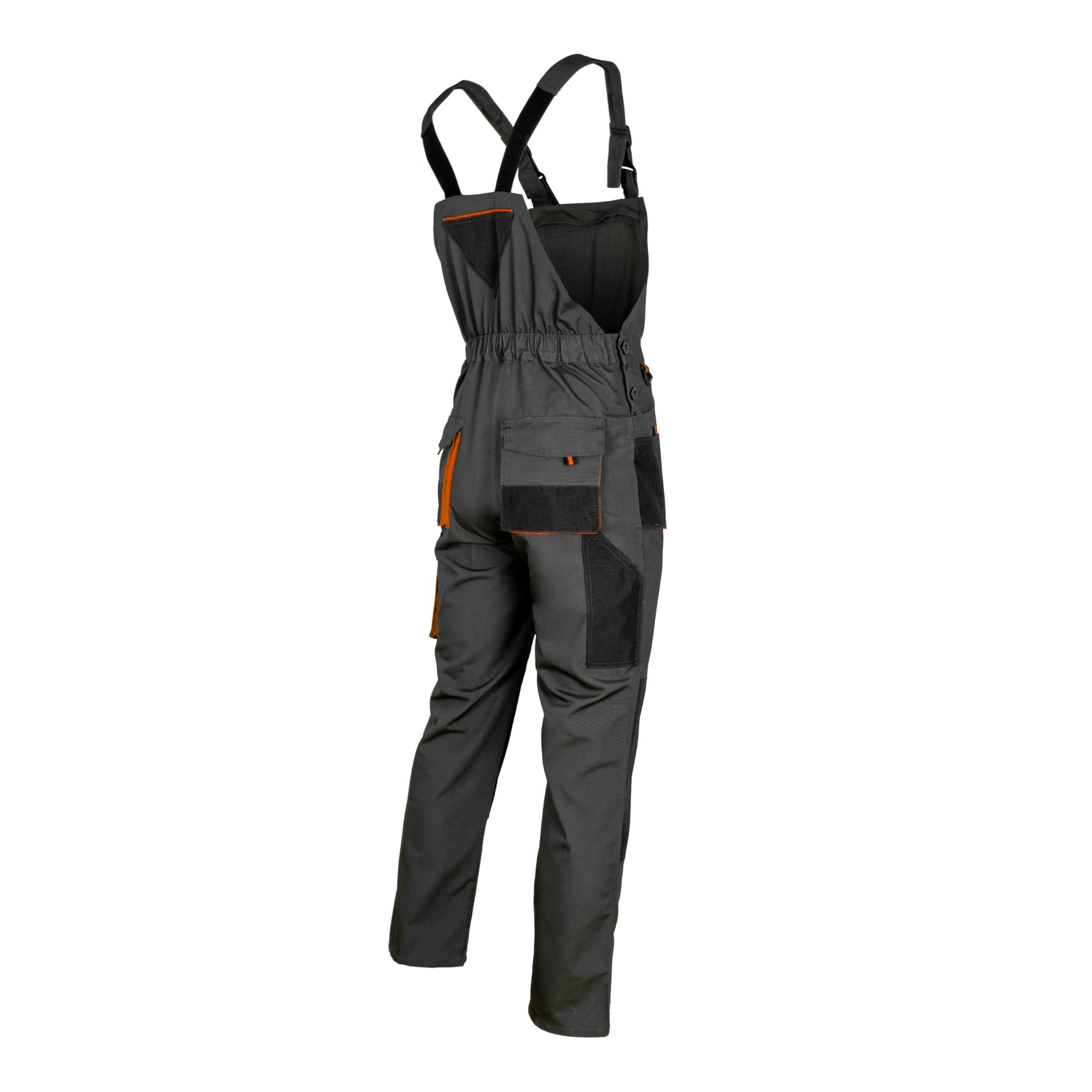 ART.MAS Peto clásico – Peto de trabajo resistente de poliéster/algodón (270 g/m²), 10 bolsillos, bolsillos en las rodillas, color naranja grafito