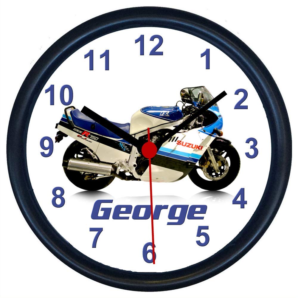 Key Expressions Black Personalised Classic Motorcycle Wall Clock Designed For Suzuki Gsxr750 Enthusiasts