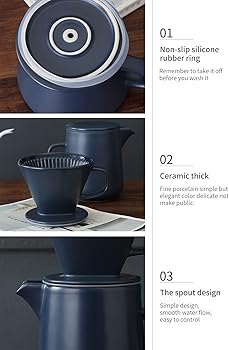 Cafetera Prensa Cafetera Con Cafetera De Mano Set De Cafetera De Cerámica Taza De Filtro De Café Goteo Cafetera De Mano-850Ml (blanco)4