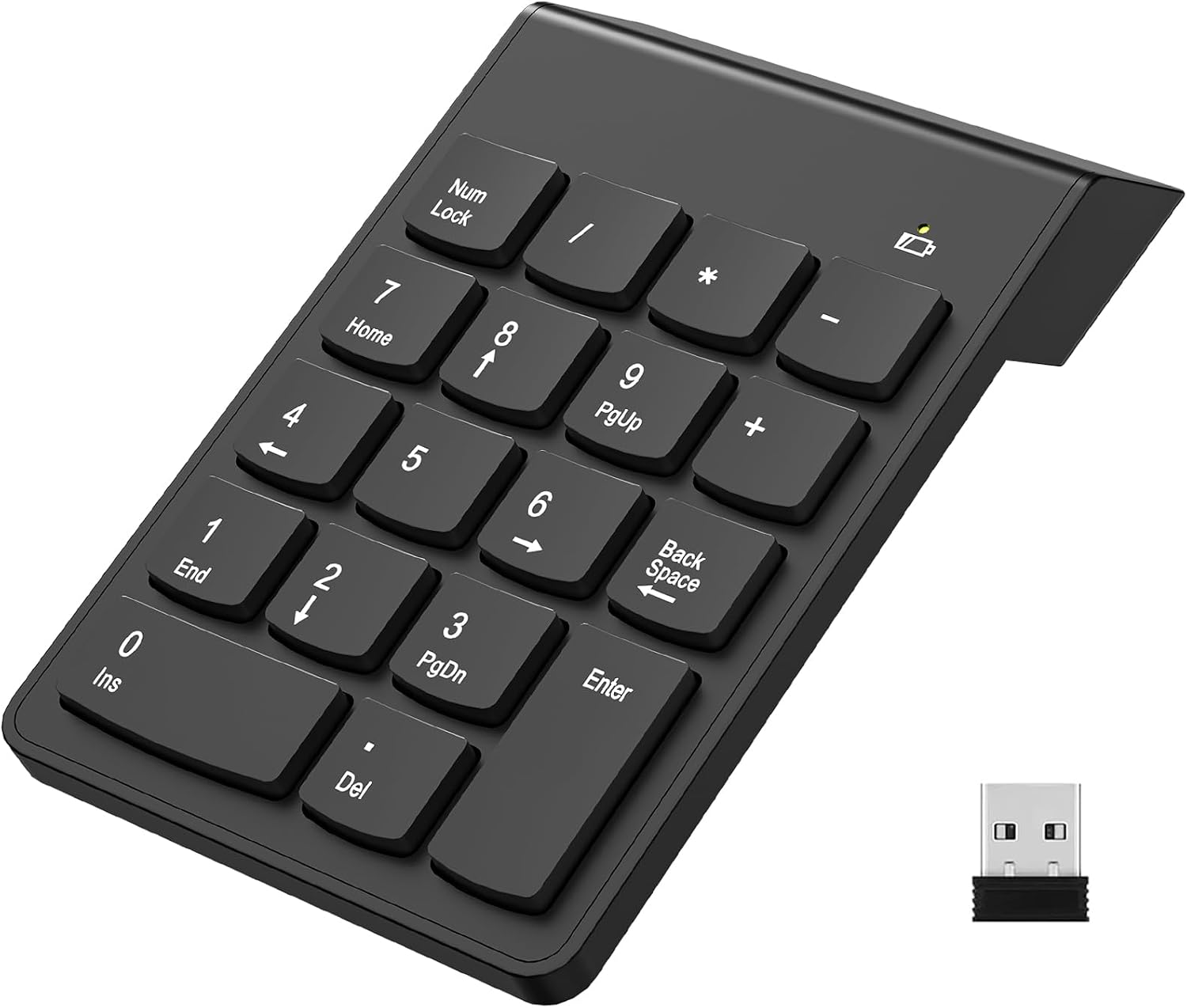 NOOX Wireless Number Pad, Portable Numeric Keypad 2.4G 18 Keys 10 Key USB Keypad for Laptop/Notebook/Surface Pro/PC, Financial Accounting Number Pad Keyboard - Black