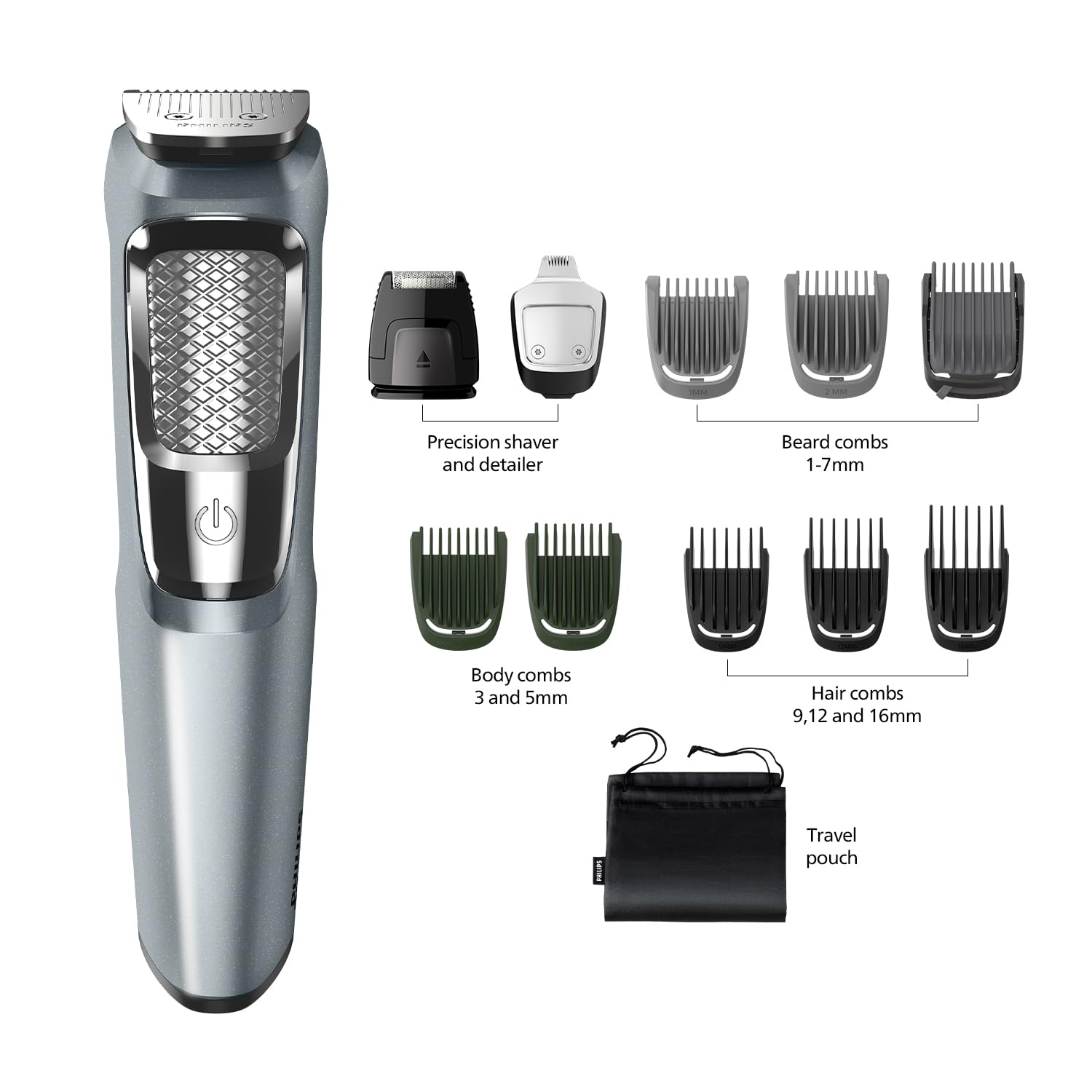 Philips Multi Grooming Kit MG3760/33, 11-in-1 (New Model), Face, Head and Body - All-in-one Trimmer for Men Dual Cut Blades for Maximum Precision, 75 Mins Run Time with Quick Charge