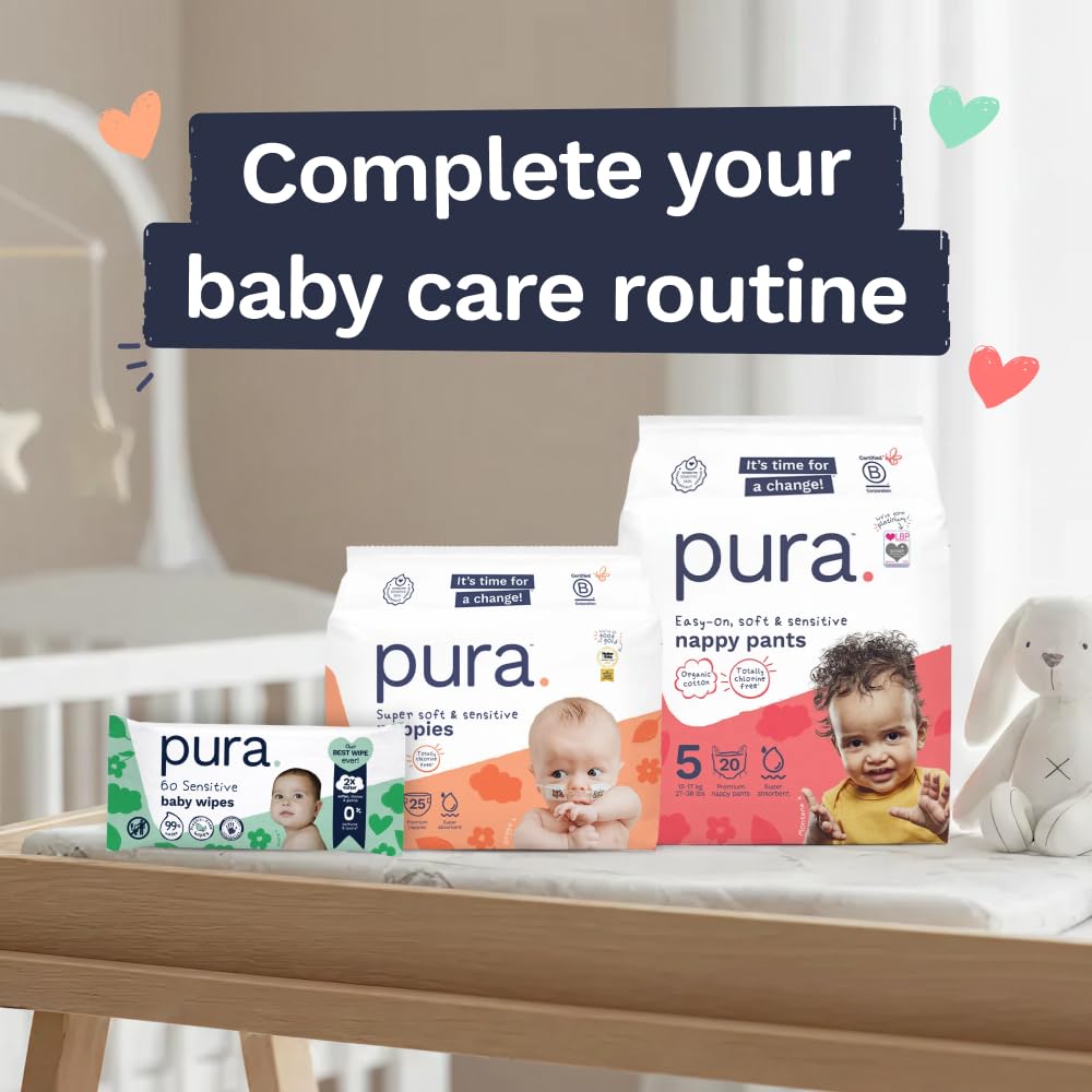 Pura Eco, Pannolini Taglia 5 (12-17 kg), 20 Pannolini usa e getta per pelli sensibili, Anallergico, Facili da strappare