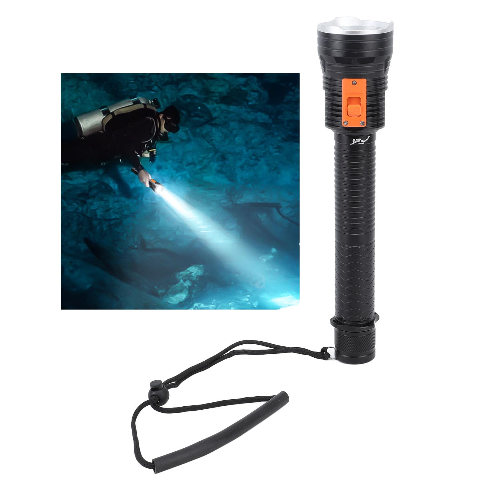 Lampada Torcia Subacquea, Torcia Subacquea Super Luminosa, Torcia Sommergibile Impermeabile per Attività Subacquee