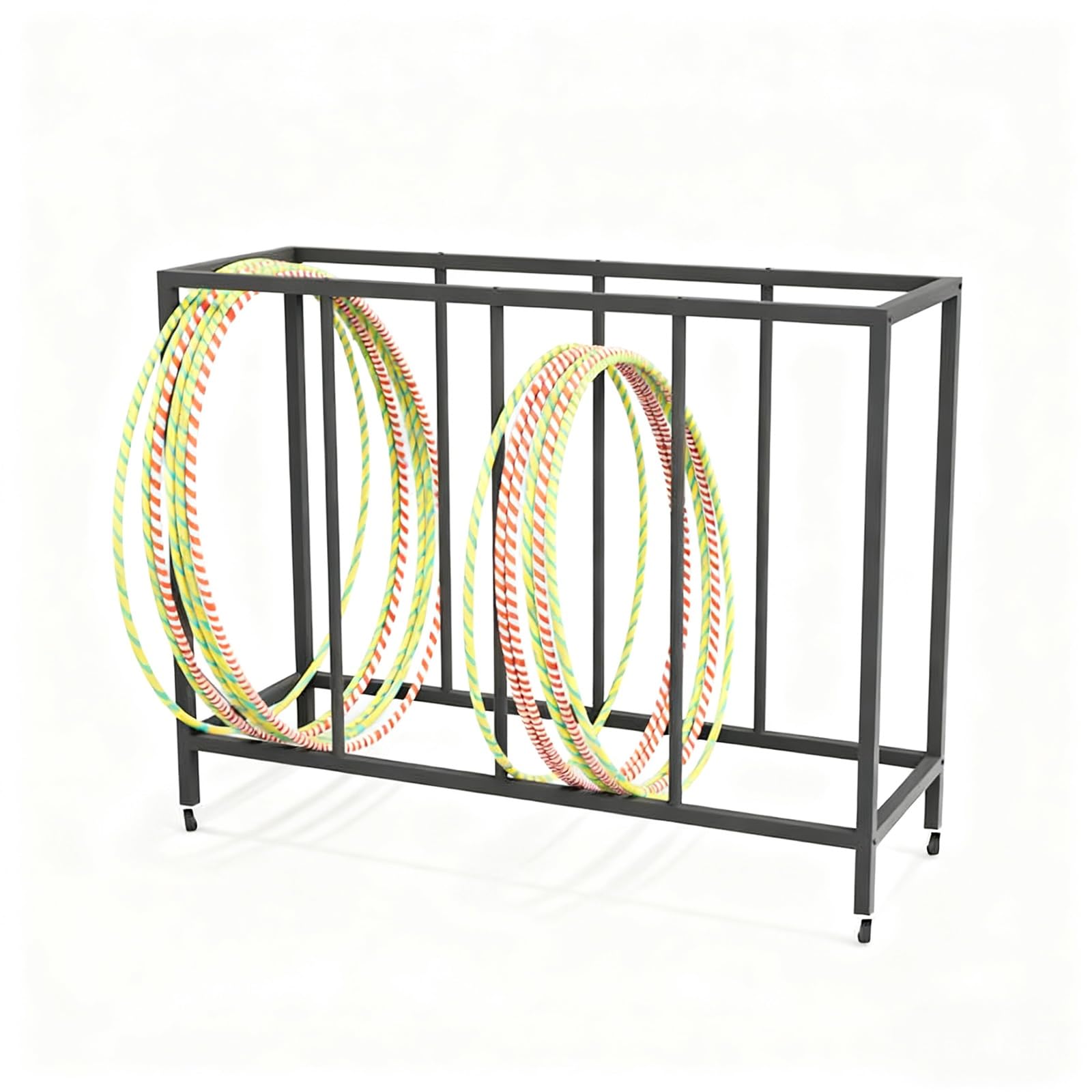 Hula Hoop uchwyt na kółkach Hula Hoop stojak na kółkach, mobilny organizer do studia jogi wewnątrz i na zewnątrz, oszczędność miejsca.