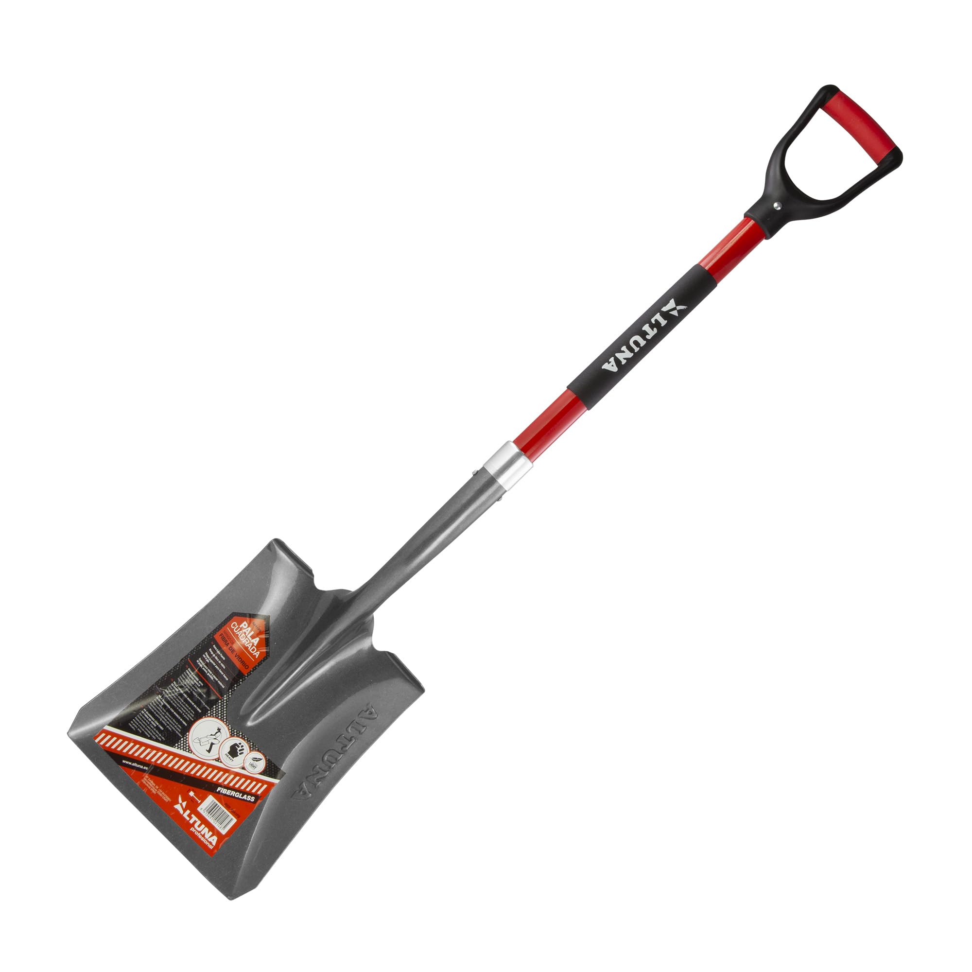 Altuna Pala di Giardinaggio di Alta Resistenza - 22 x 29 x 105 cm - Modello 8541FS - Capacità Extra Forte con Manico in Fibra di Vetro - Testa Forgiata - Ideale per Lavori e Agricoltura