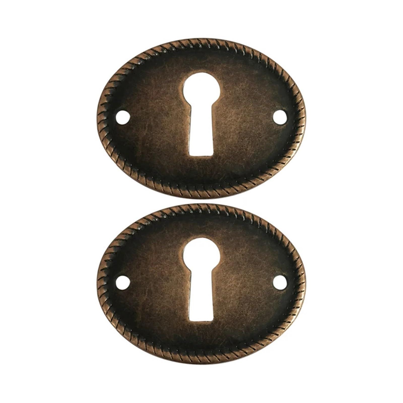 Usohjz Antique Bronze 4Pcs Keyhole Cover Gold/ 35X27mm Accessories Plate Oval Key Escutcheon Insert Decor Vintage Door Drawer Plates(Antique Bronze)