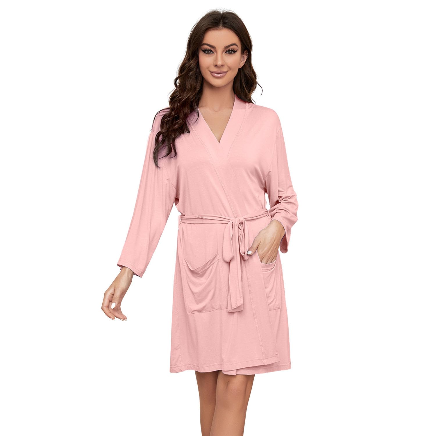 HEARTNICE Robes for Women Lightweight Short Knit Kimono Knee Length Bathrobe for Womens Soft 3/4 Sleeves Summer Sleepwear