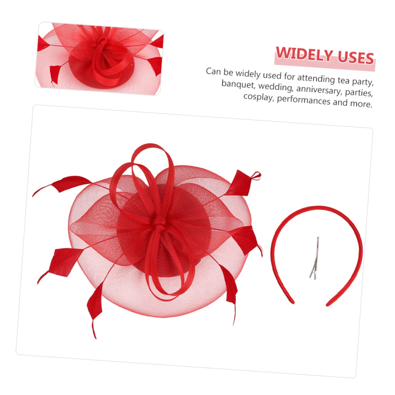 FRCOLOR 4pezzi Fascinator Hat Rete con Fiore di Piume per Cerimonie e Matrimoni Cappello da Tea Party Elegante e Romantico per Donne Accessorio per Eventi e Cosplay