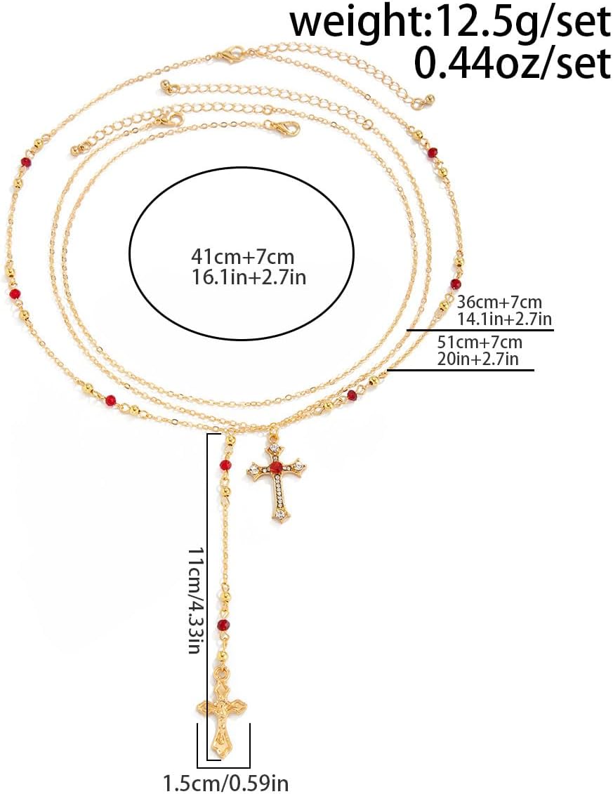 Gold Cross Necklaces for Women Layered Cross Pendant Necklace Long Chain Necklace Dainty Chain Jewelry Gift for Women - Image 4