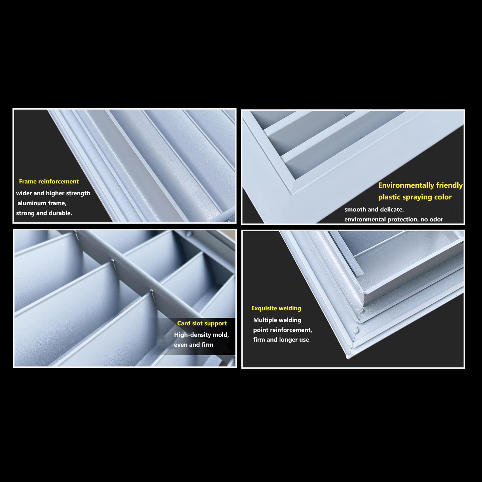 Cubiertas de ventilación cuadradas de aluminio para paredes, sistemas de ventilación de rejillas HVAC y rejillas de retorno reguladores de ventilación ajustables para un control óptimo del flujo de