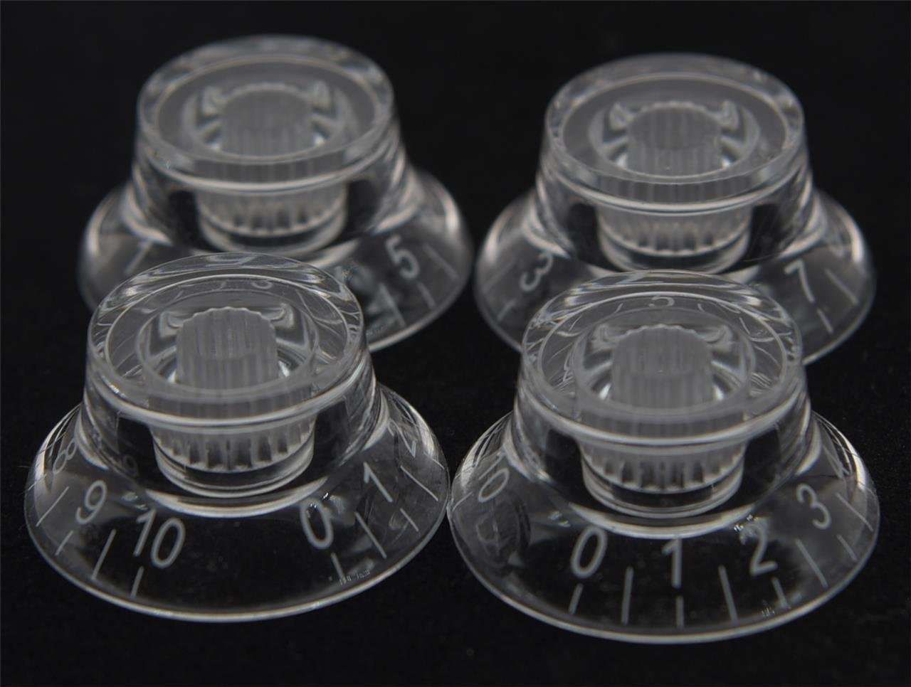 KAISH Set of 4 Clear Transparent LP Guitar Bell Knobs Top Hat Knob with White Numbers for Epiphone Les Paul or SG - Image 2