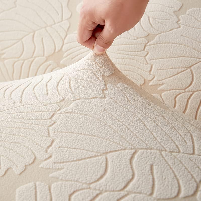 Vista 6 de Fundas de sofá impermeables para sofá cama sin brazos, fundas de futón con patrón de hojas jacquard de elastano con parte inferior elástica