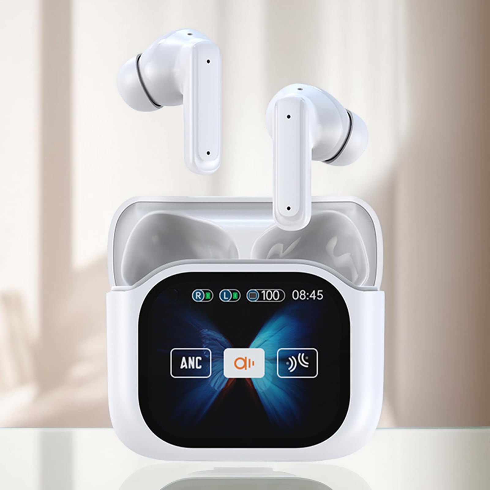 Auricolari per traduttori: dispositivo AI wireless, auricolare intelligente, traduttore vocale in reale, auricolare con display LED | Accessorio per la cancellazione del rumore per all