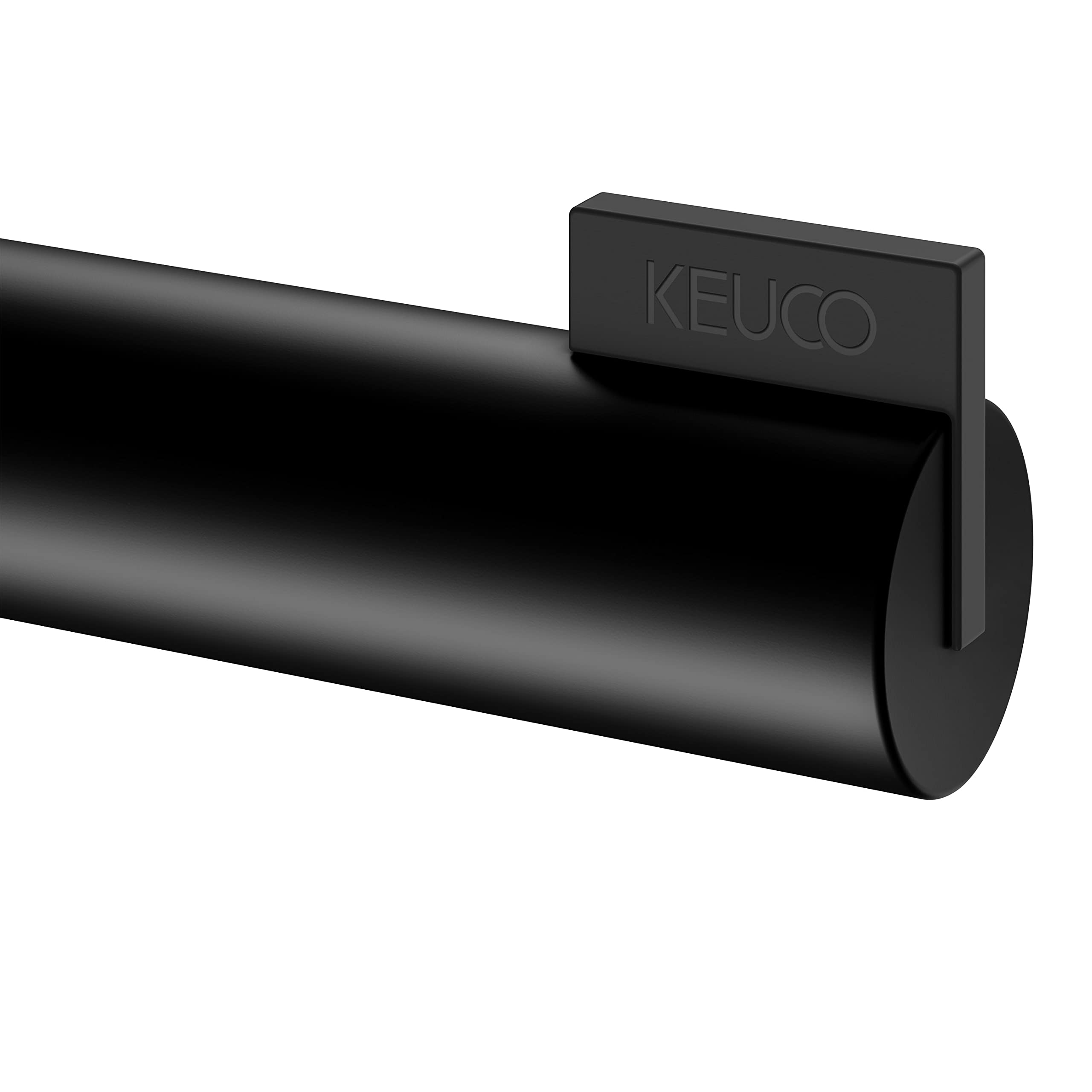 Keuco Reva Portarrollos, Forma Abierta, con repisa, Metal Negro | Made in Germany, orientable, incl. tornillos y tacos, soporte para papel higiénico para taladrar