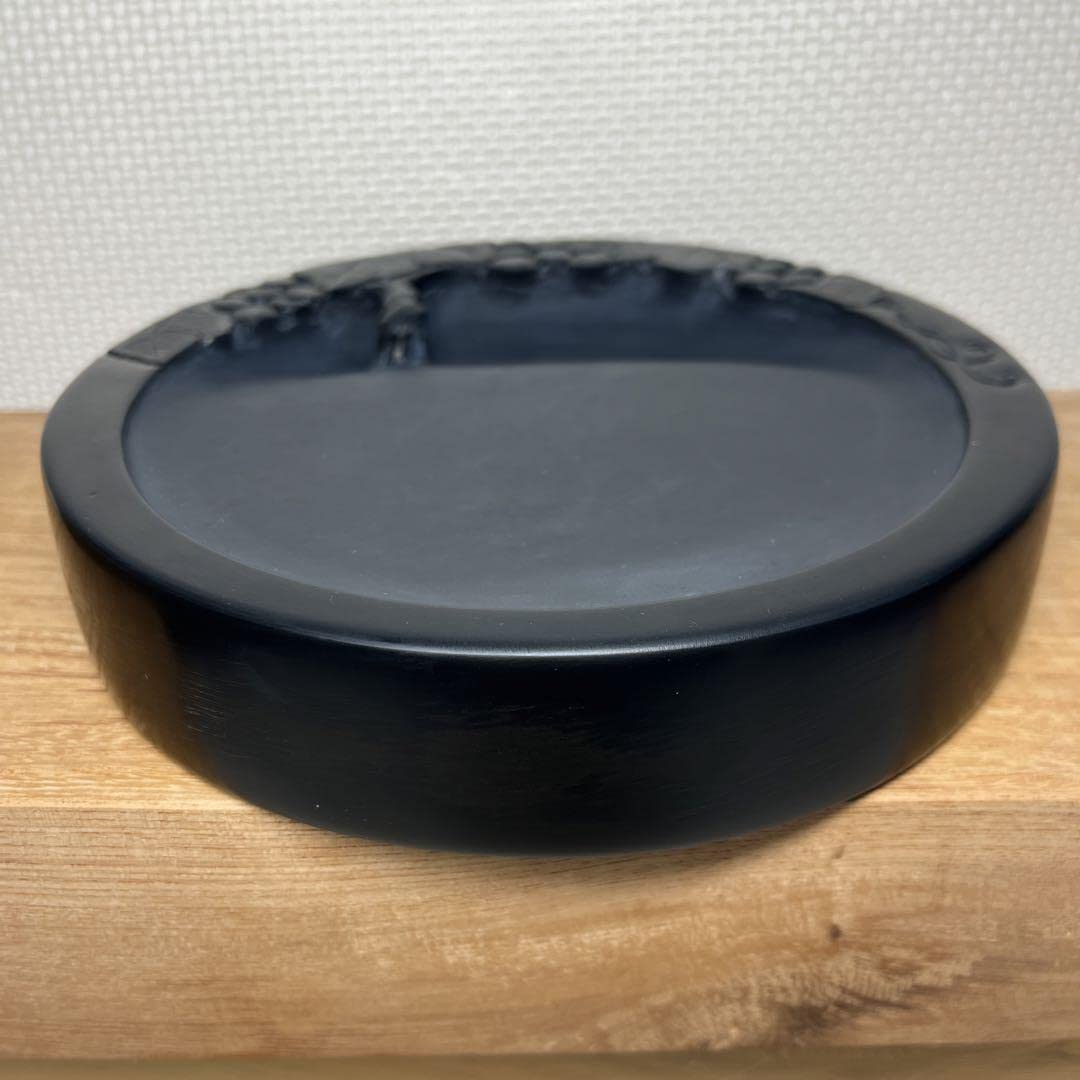 ⭕️2kg大型硯径18cm葡萄刻研雨畑硯芳龍閣本舗名工望月秀峰