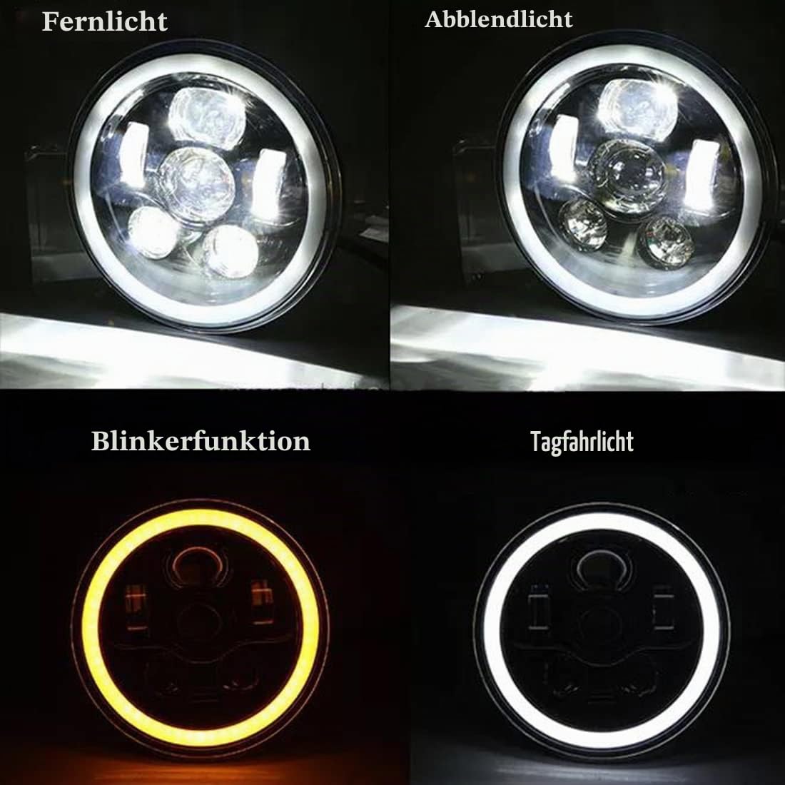 7 Zoll Schwarz Harley Daymaker LED Scheinwerfer + 2X 4-1/2 "Nebelscheinwerfer Passing Lampen für Harley Davidson Road King Motorrad (1 Satz)