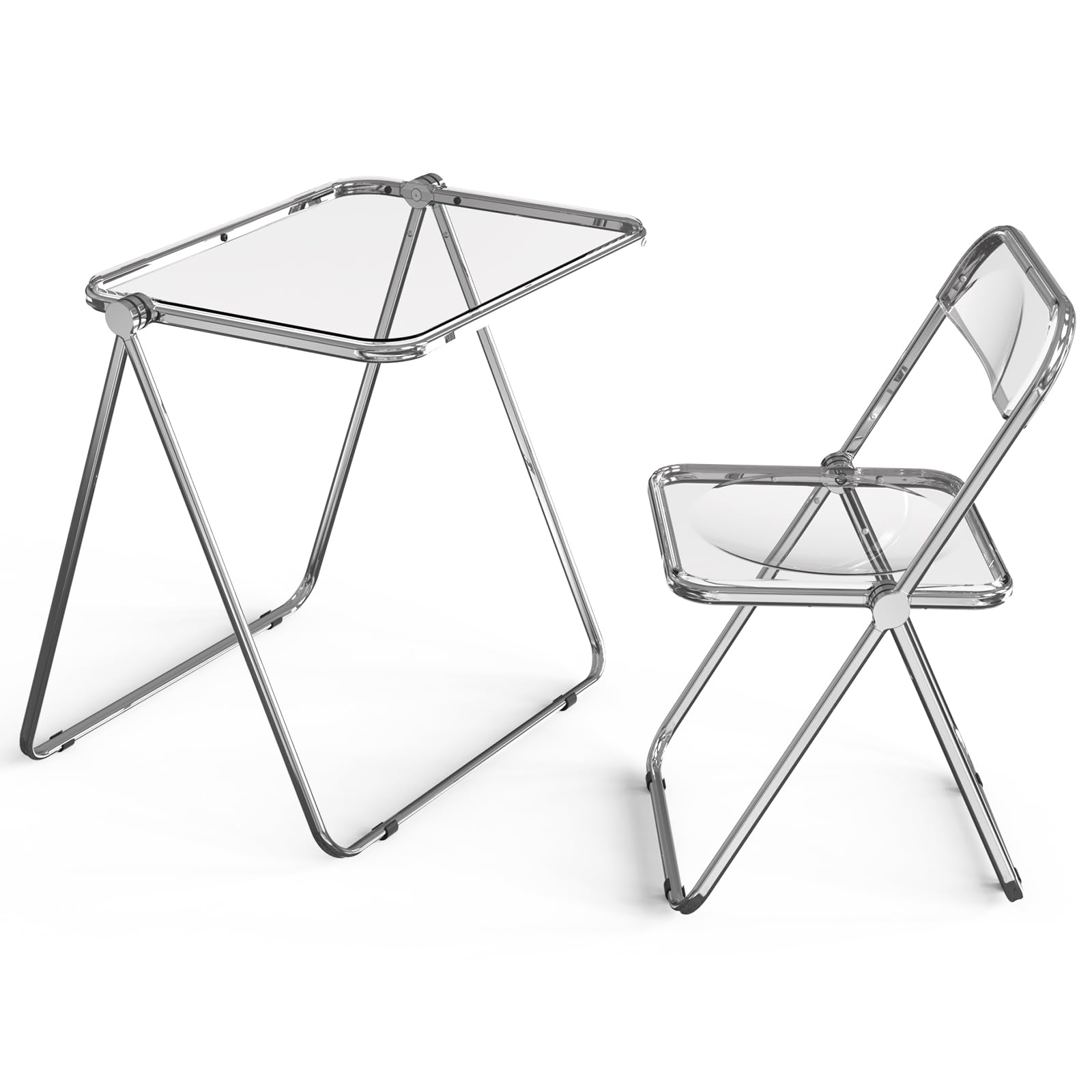 VINGLI Folding Acrylic Table And Chair Set Small TV Tray For Snack Vingli folding acrylic table and chair set small tv tray for snack