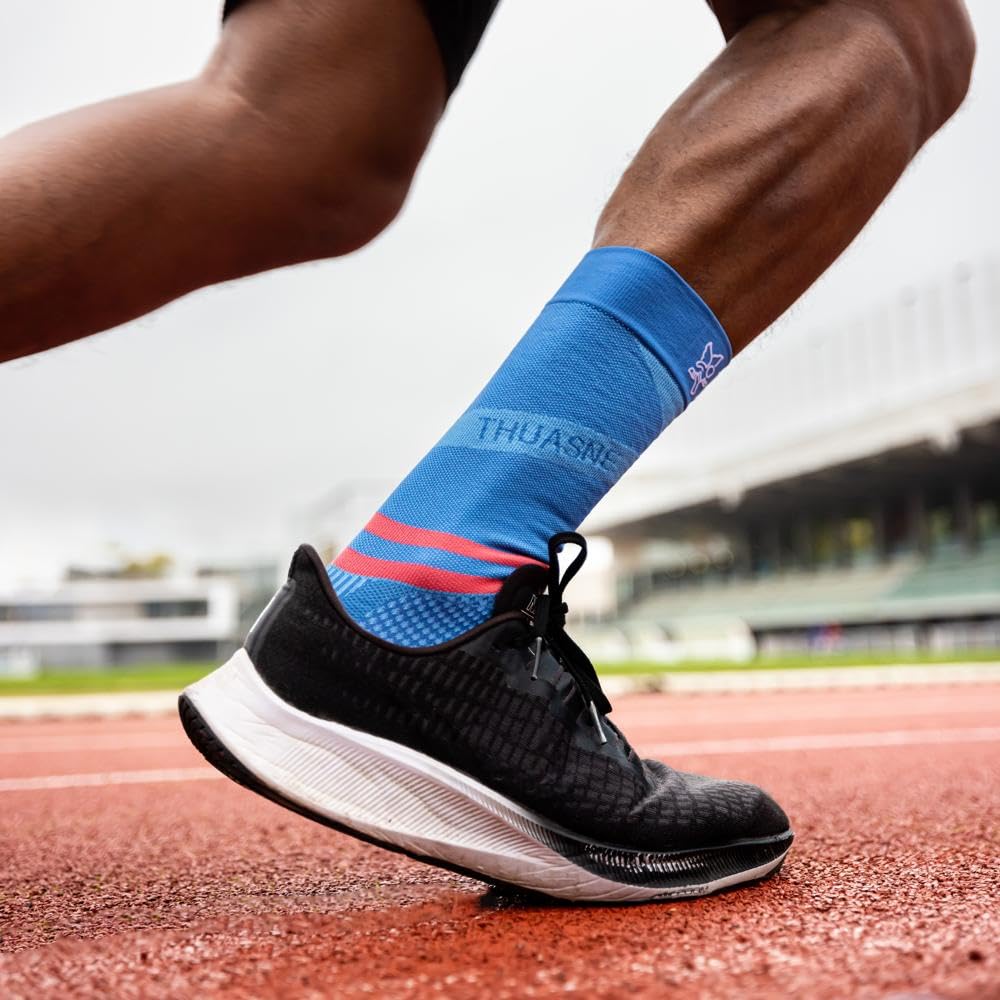 Thuasne - Chaussettes de Compression Mi-Mollet Running Sport UP ACTIV - Compression Dégressive de la Cheville vers le Mollet - Fabriquées en France